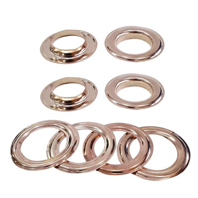 40mm Brass Eyelets with Washers, Rust-Proof Grommets, Rose Gold - 10pcs
