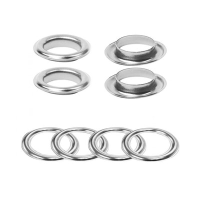 40mm Brass Eyelets with Washers, Rust-Proof Grommets, Silver - 10pcs