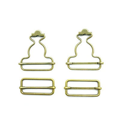 40mm Dungarre Buckle with Slider Buckle, Metal Bib Overalls Brace Buckles, Bronze - 2 Sets