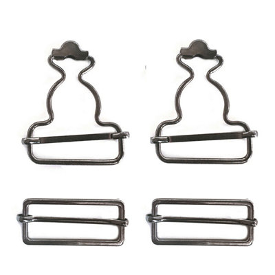 40mm Dungarre Buckle with Slider Buckle, Metal Bib Overalls Brace Buckles, Gunmetal - 2 Sets