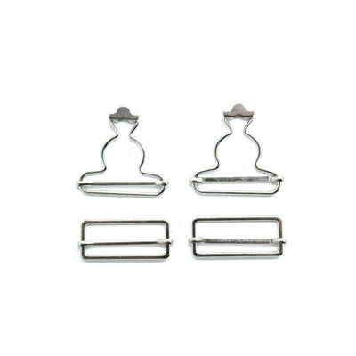 40mm Dungarre Buckle with Slider Buckle, Metal Bib Overalls Brace Buckles, Silver - 2 Sets