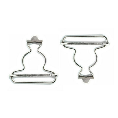 40mm Dungarre Buckle with Slider Buckle, Metal Bib Overalls Brace Buckles, Silver - 2 Sets