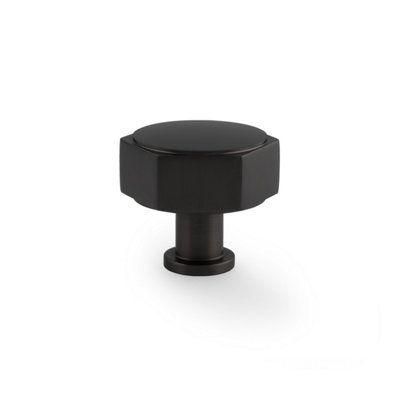 40mm Matt Black Hexagon Cabinet Knob Dark Kitchen Cupboard Door Drawer Pull Handle Wardrobe Furniture Replacement