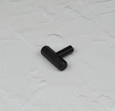 40mm Matt Black Hexagon Cabinet Knob Kitchen Cupboard T Bar Door Drawer Pull Handle Bedroom Bathroom Furniture Replacement