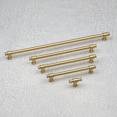 40mm Matt Gold Cabinet Pull Knob Industrial Pipe Cupboard Door Drawer Handle T-Bar