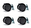 40mm Plastic Swivel Castor Wheel Black Furniture Caster - Without Brake - Pack of 4