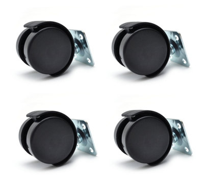 40mm Plastic Swivel Castor Wheel Black Furniture Caster - Without Brake - Pack of 4 Price Comparisons | Compare The Build