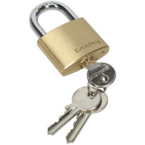40mm Solid Brass Padlock 6.5mm Hardened Steel Shackle - 3 Key Security Unit Lock