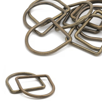 40mm Welded Metal D Ring Buckle for Purse, Pet Collars, Webbing Strap, Bronze - 10pcs