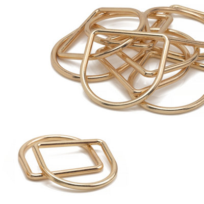 40mm Welded Metal D Ring Buckle for Purse, Pet Collars, Webbing Strap, Gold - 10pcs