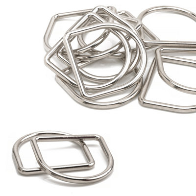 40mm Welded Metal D Ring Buckle for Purse, Pet Collars, Webbing Strap, Silver - 10pcs