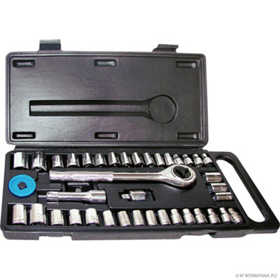 40PC Socket Set Box with Handle Torx Star Bit Ratchet Spark Plug ...