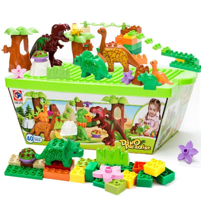 Dinosaur assembling building blocks on sale