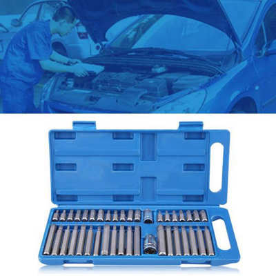 40pcs Hexagonal Star Torx Socket Drill Bit Set Tool Kit 1/2 inch 3/8 ...