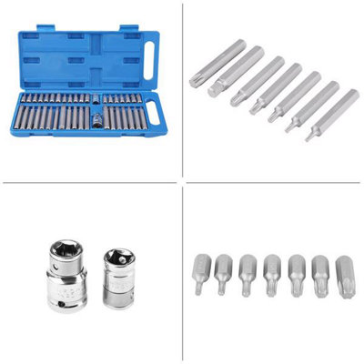 40pcs Hexagonal Star Torx Socket Drill Bit Set Tool Kit 1/2 inch 3/8 ...