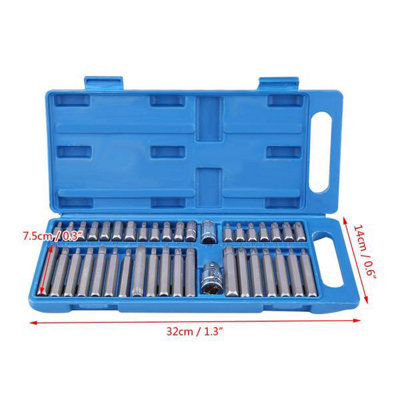 40pcs Hexagonal Star Torx Socket Drill Bit Set Tool Kit 1/2 inch 3/8 ...