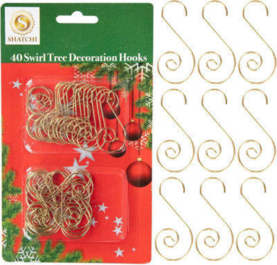 40Pcs Swirl Tree Decoration Hooks Gold - Elegant for Christmas Trees
