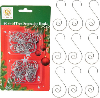 40Pcs Swirl Tree Decoration Hooks Silver - Decorative & Durable