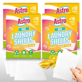 40pk Bio Laundry Detergent Sheet Washing Powder Sheets, Tropical Scent Washing Sheets Detergent, Laundry Sheet Detergent