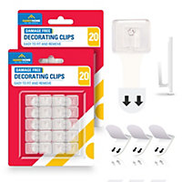 40pk Mini Adhesive Hooks, Decorating Hooks, Small Sticky Hooks for Fairy Lights, Clear Hooks for Hanging Decorations