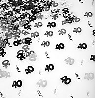 40th Birthday Confetti Black & Silver 1 pack x 14 grams birthday decoration Foil Metallic 1 pack