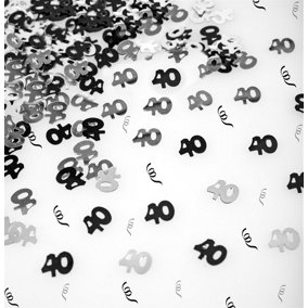 40th Birthday Confetti Black & Silver 1 pack x 14 grams birthday decoration Foil Metallic 1 pack