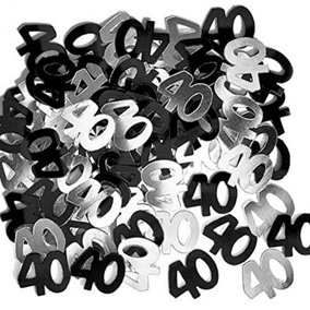40th Birthday Confetti Black & Silver 4 pack x 14 grams birthday decoration Foil Metallic 4 pack