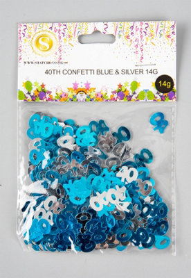 40th Birthday Confetti Blue & Silver 2 pack x 14 grams birthday decoration Foil Metallic 2 pack