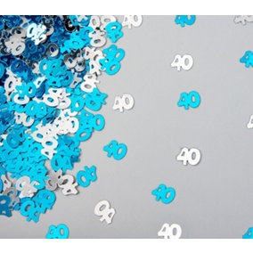 40th Birthday Confetti Blue & Silver 4 pack x 14 grams birthday decoration Foil Metallic 4 pack
