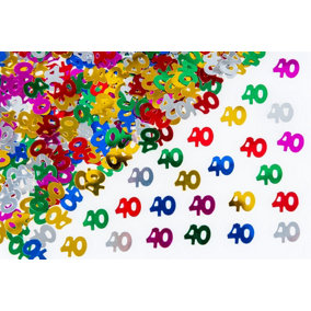 40th Birthday Confetti Multicolour 4 pack x 14 grams birthday decoration Foil Metallic 4 pack