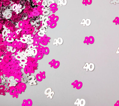 40th Birthday Confetti Pink & Silver 1 pack x 14 grams birthday decoration Foil Metallic 1 pack