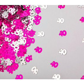 40th Birthday Confetti Pink & Silver 2 pack x 14 grams birthday decoration Foil Metallic 2 pack