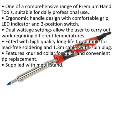 40W / 80W Adjustable Wattage Soldering Iron - Temperature Control Long Life Tip