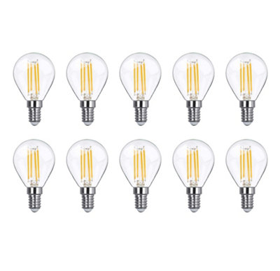 40w Equivalent LED Filament Light Bulb G45 Golf Ball E14 Screw 3.5w LED - Warm White - Pack of 10