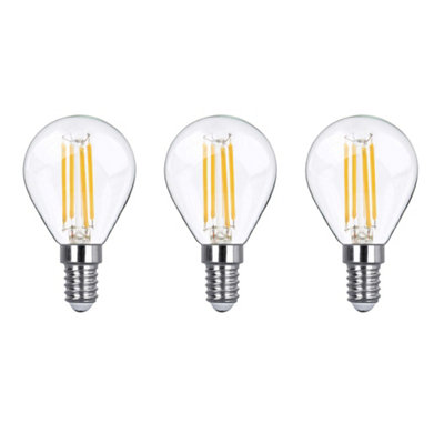 40w Equivalent LED Filament Light Bulb G45 Golf Ball E14 Screw 3.5w LED - Warm White - Pack of 3