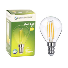 40w Equivalent LED Filament Light Bulb G45 Golf Ball E14 Screw 3.5w LED - Warm White