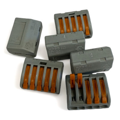 40x 5 Way WAGO 222-415 Series Reusable Electrical Wire Cable Connectors ...