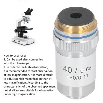 40X Achromatic Microscope Objective with 20.2mm RMS Interface-High Magnification,Silver Finish