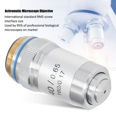 40X Achromatic Microscope Objective with 20.2mm RMS Interface-High Magnification,Silver Finish
