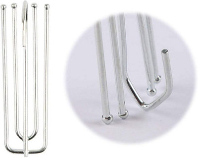 40x Silver Metal Pinch Pleat Prong Curtain Hooks Galvanised Curtain ...