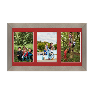 40X20CM Aluminum Modern Multi Photo Frame with Crimson Mount - Holds 3 ...