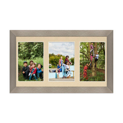 40X20CM Aluminum Modern Multi Photo Frame with Ivory Mount - Holds 3 ...