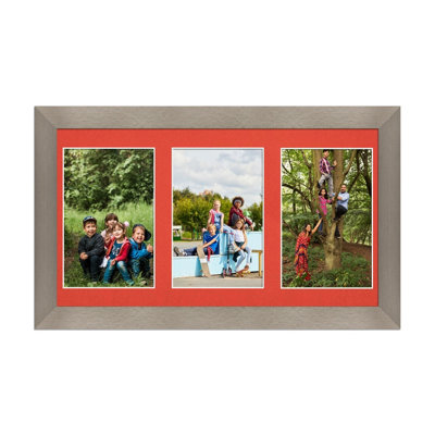 40X20CM Aluminum Modern Multi Photo Frame with Poppy Red Mount - Holds ...
