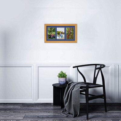 40X20CM Country Pine Classic Multi Photo Frame with Blue Mount - Holds ...