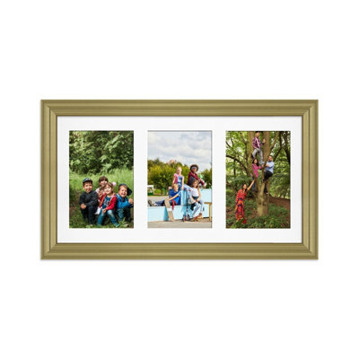 40X20CM Gold Classic Multi Photo Frame with White Mount - Holds 3 ...