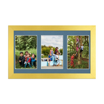 40X20CM Gold Modern Multi Photo Frame with Pompadour Mount - Holds 3 ...