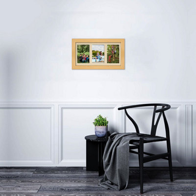 40X20CM Light Oak Classic Multi Photo Frame with Ivory Mount - Holds 3 ...