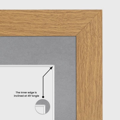 40X20CM Oak Sleek Multi Photo Frame with Mid Grey Mount - Holds 3 ...