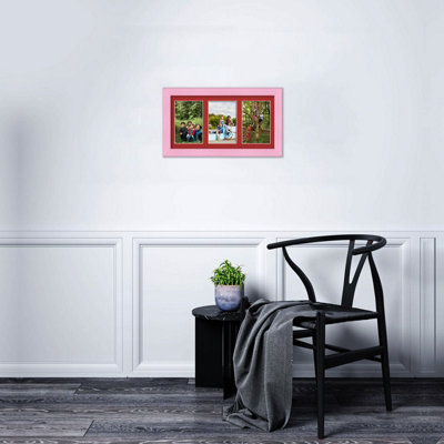 40X20CM Pastel Pink Classic Multi Photo Frame with Crimson Mount ...