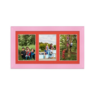 40X20CM Pastel Pink Classic Multi Photo Frame with Poppy Red Mount ...